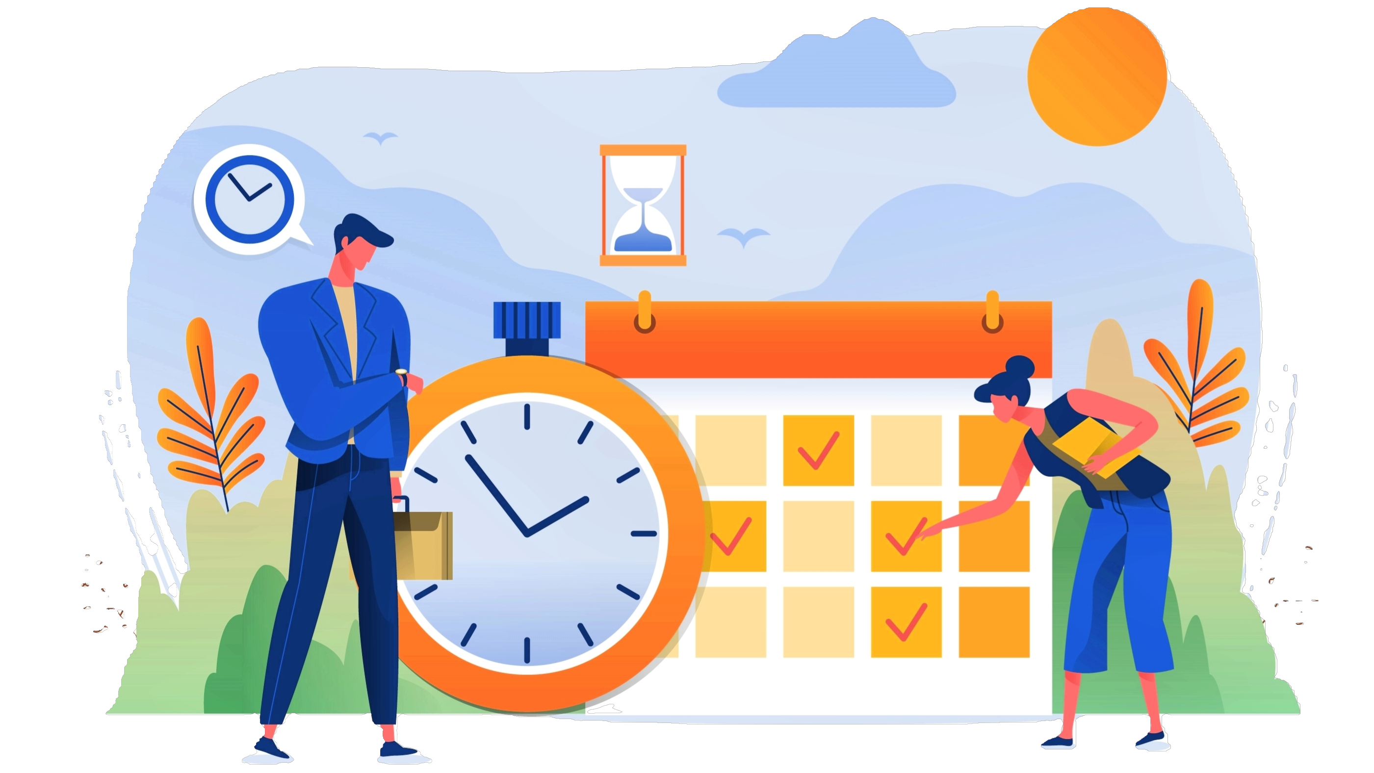 Illustration of planning events on a calendar